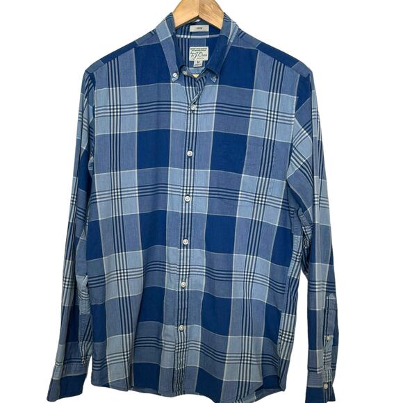 J Crew Size Medium Blue Plaid Re-Imagined Long Sleeve Button Down Shirt - Picture 1 of 8